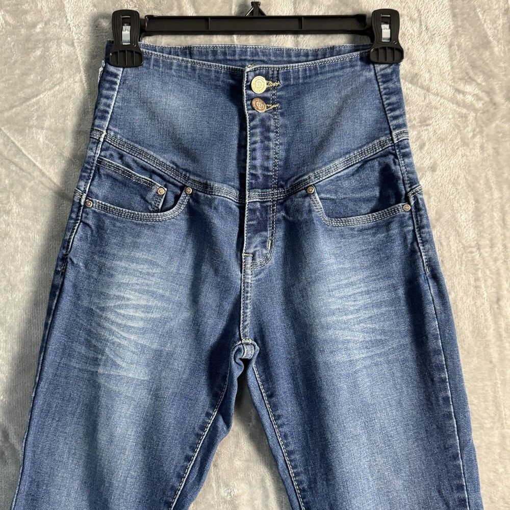D Blues Womens High Rise Skinny Jeans  Size 28 Blue Stretch Dual Button Trendy - Picture 3 of 7